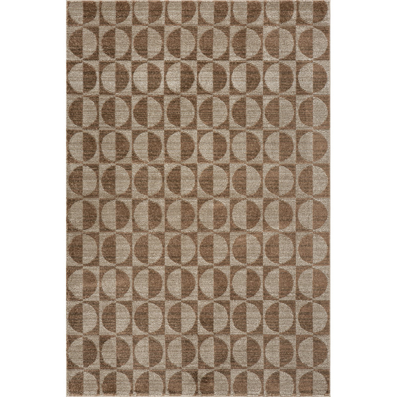  Tapis géométrique Rosabel, Brun, Rectangle 6 pi 7 po x 9 pi 6 po