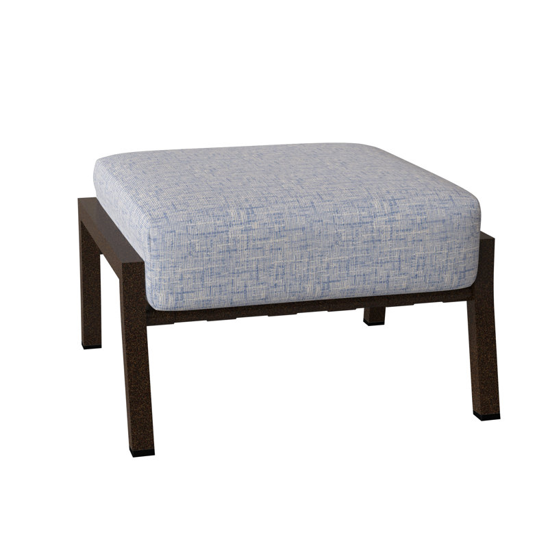 Cortland Outdoor Ottoman, Sesame, Chestnut Brown