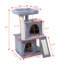 Arbre à chat gris à deux couches avec maison et enveloppé, profondeur de produit de 19,7 po, largeur de 17,7 po, hauteur de 34 po, 25,82 lb, structure stable, deux zones de couchage, décoration, surface d'assemblage simple