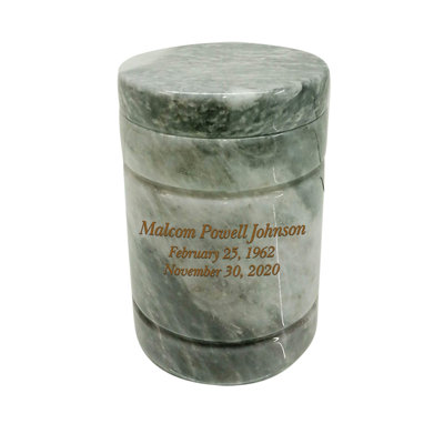 Marble Cremation Urn for children and small pets, Cylindrical Storage Container