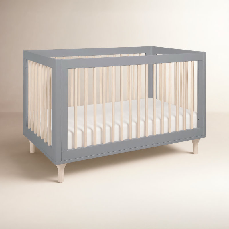 Lolly 3-in-1 Convertible Crib, Gray/Washed Natural