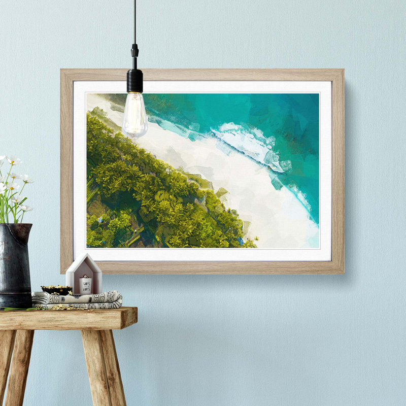 Beach View in the Maldives in Abstract - Picture Frame Photograph Print, Oak Framed, 48cm H x 65cm W x 2cm D