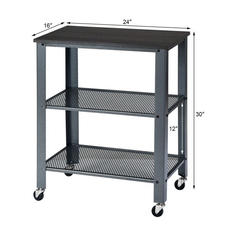 Chariot-bar de service, Noir, Argent