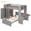 Lit mezzanine simple avec lit autonome, tablettes, bureau et garde-robe - mobilier de chambre à coucher fonctionnel pour enfants, gris
