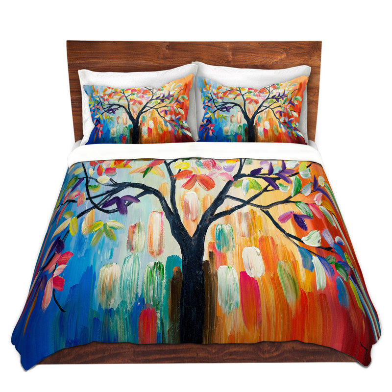  Housses de couette en microfibre Lam Fuk Tim Color Tree III, Housse de couette pour grand lit et 2 taies décor
