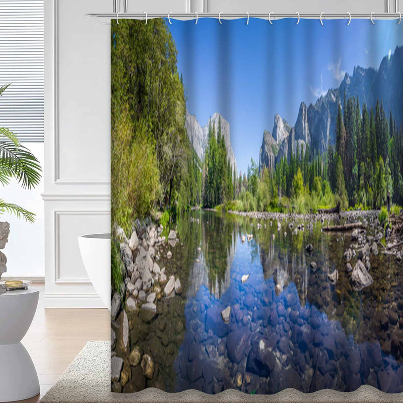 Rideau de douche bleu imperméable, rideaux de douche pour la salle de bain avec 12 crochets, 72" L x 84" W