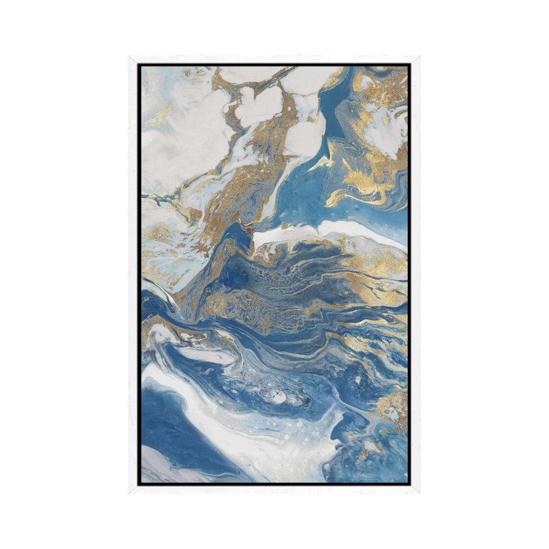 Fluid Memories II by Eva Watts - Painting on Canvas, 101.6cm H x 66.04cm W x 3.81cm D, White Framed