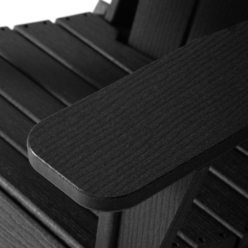 Chaise Adirondack d'extérieur avec porte-gobelet, Noir