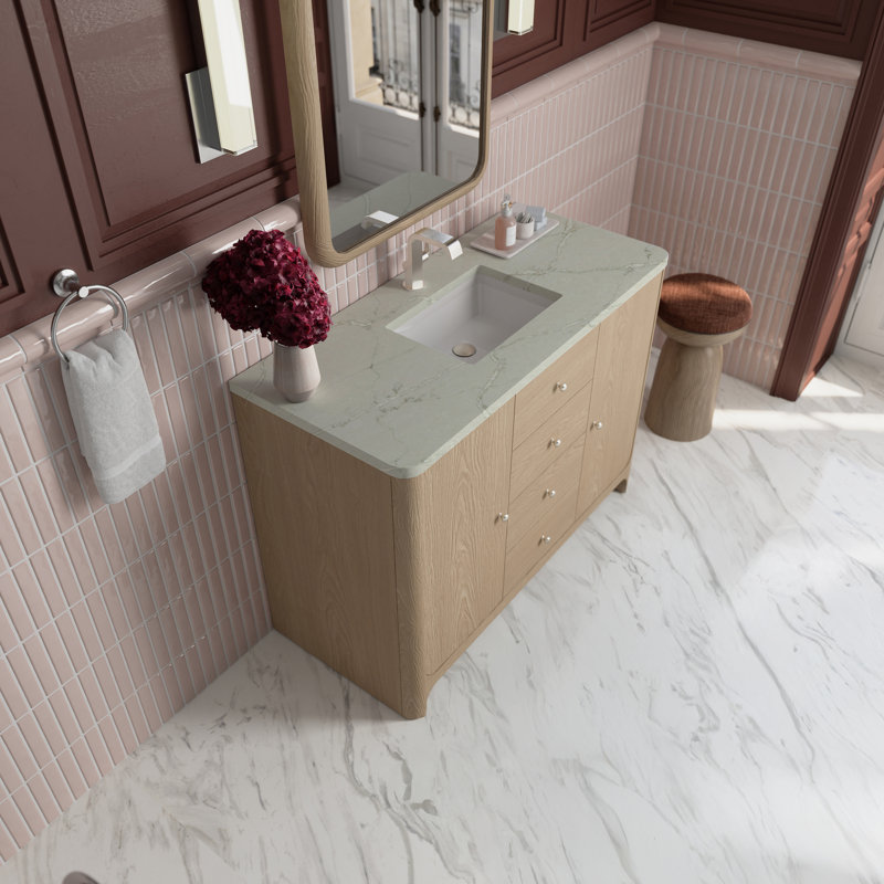Gracyn 48"W Single Vanity W/ Freepower Wireless Charger, Coastal Driftwood