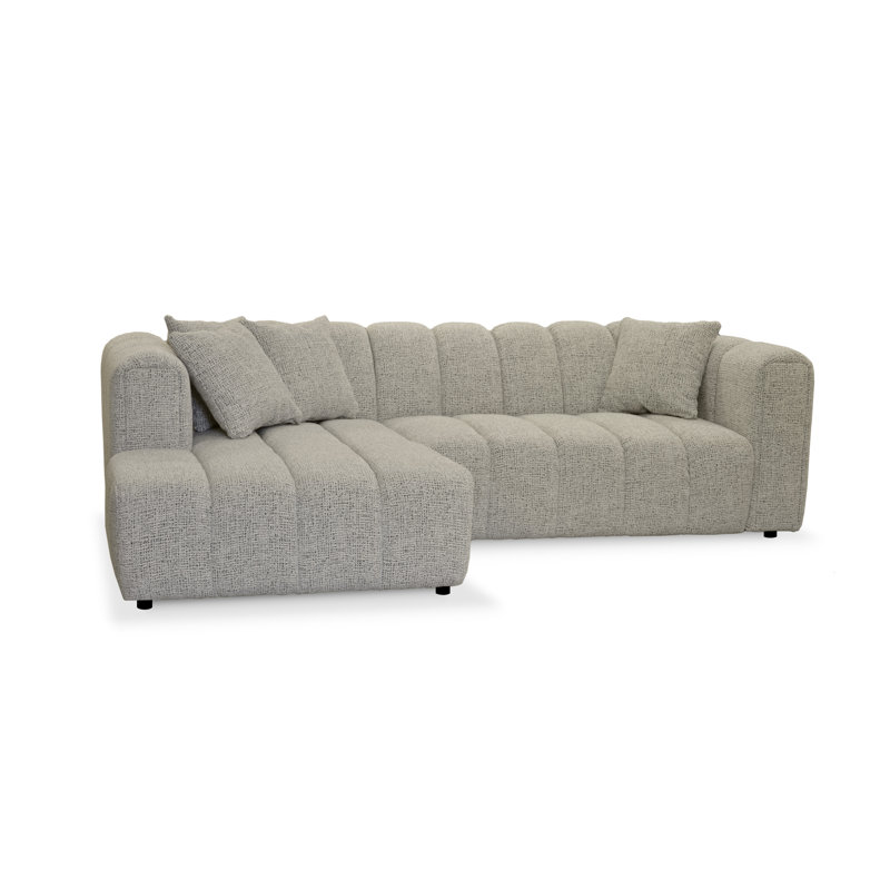 3 Seater Corner Sofa, Polyester - Beige, Left Hand Facing