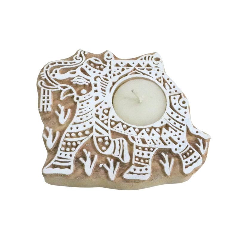  Artisan Wood Candle Holder 4x4 Block, Stained Finish, Perfect for Tabletop or Living Room Décor-(Pack Of-6), 6