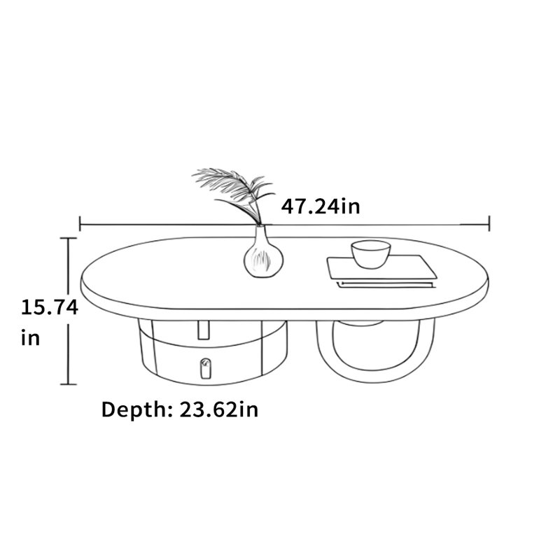 Cream Style Coffee Table, 15.74" H x 47.24" L x 23.62" W