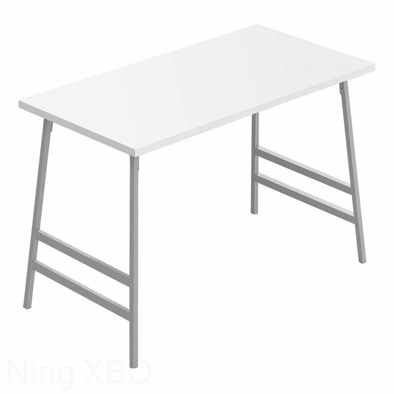 Contemporary Modern Rectangular Accent Cocktail Coffee Table 40"L White Laminate Metal, White, Silver