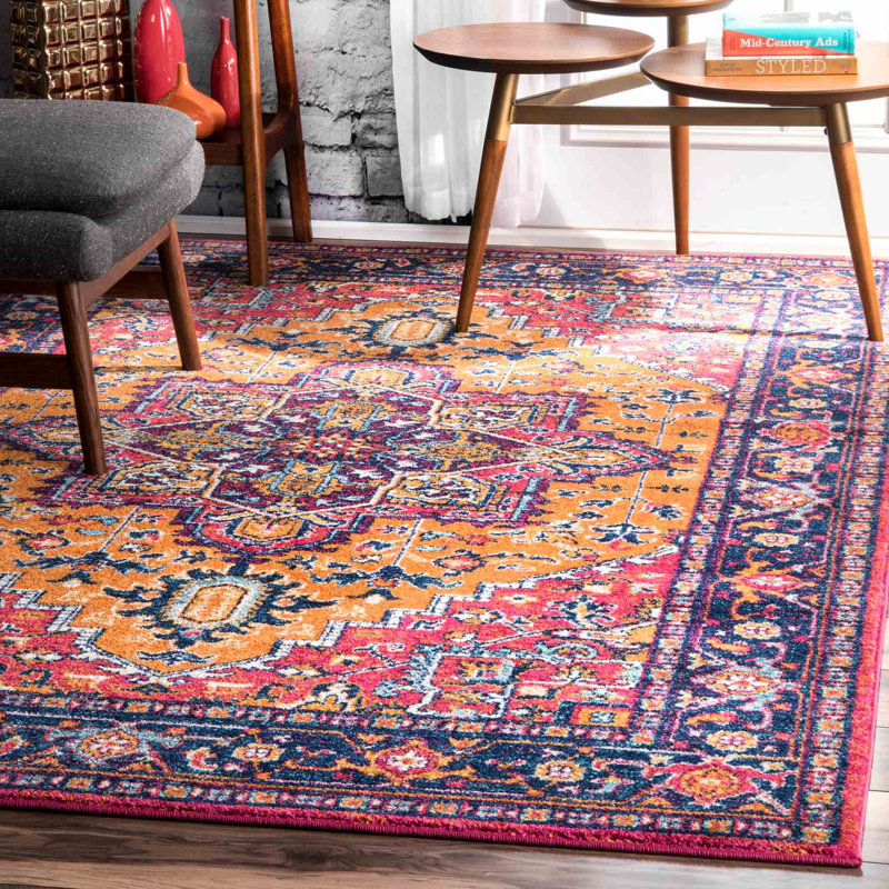 Bungalow Rose Garmond Performance Orange Rug & Reviews | Wayfair