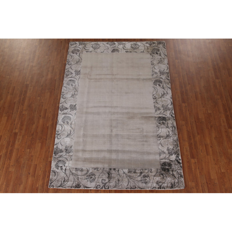 Bordered Abstract Modern Area Rug 7x10