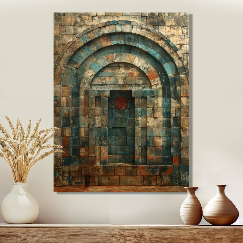 «Rustic Blue Door In Old Stone Façade», impression d'art mural de porte de ferme, H 20 po x l 12 po x P 1 po, Toile tendue