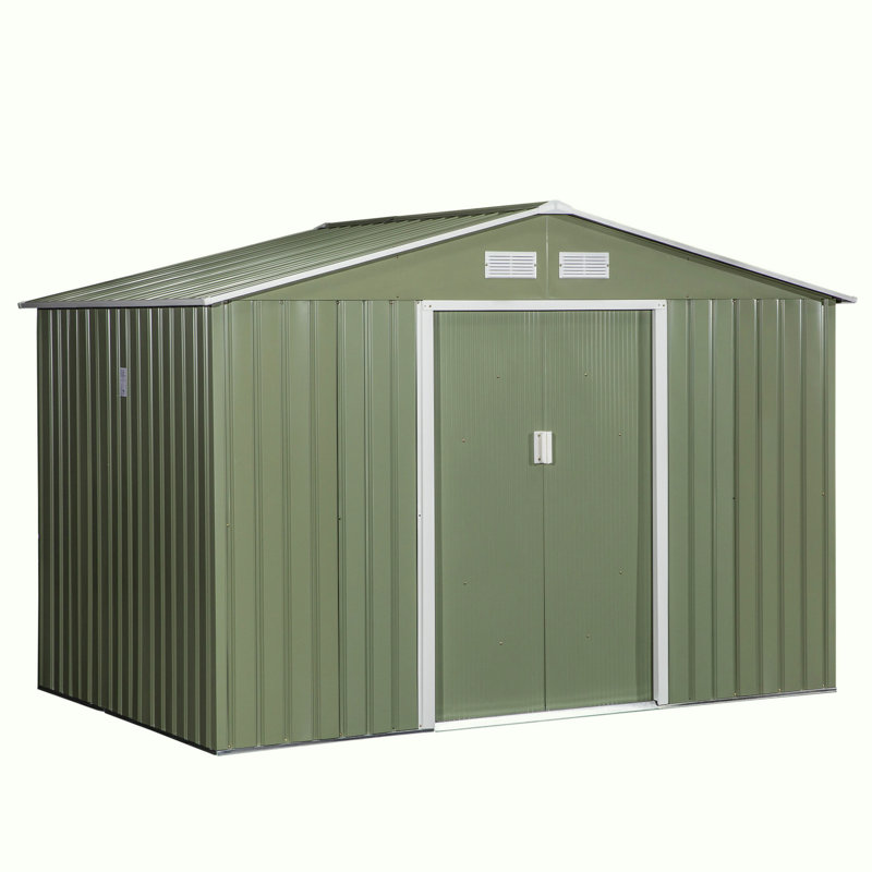 Outdoor Storage Shed, Garden Tool House With Foundation, Green