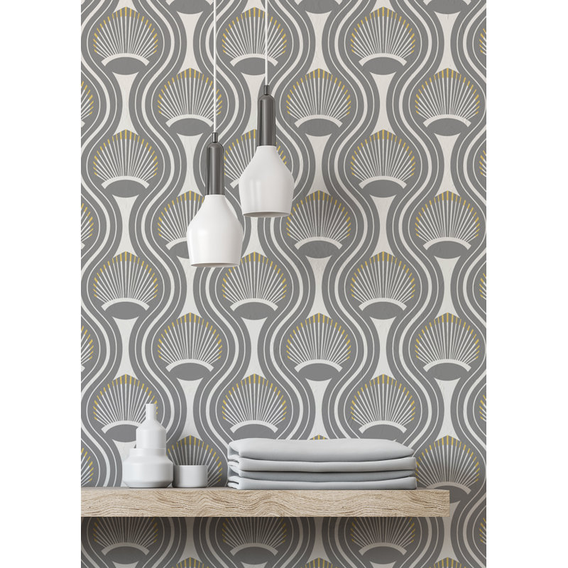 CoEd Riviere 10' L x 24" W Wallpaper Tile, Gray, Premium Paper