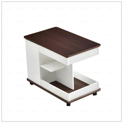 Adjustable End Table with Wheels, Modern Multifunctional Sofa Side Table with Lift-Top, 360掳 Rotating Top and Storage Space for Living Room, Small Space