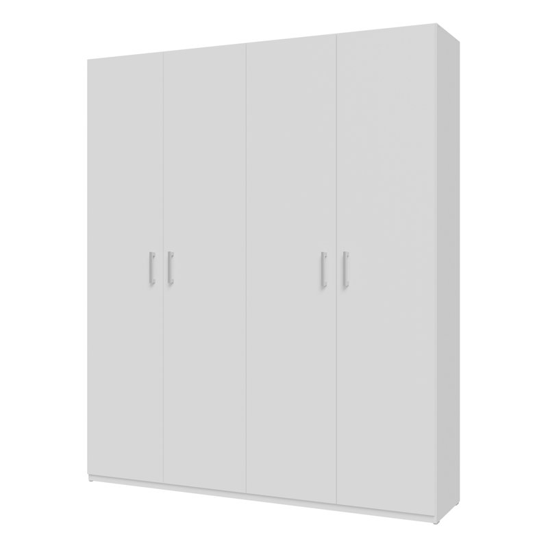 Tenae Modern hinged door wardrobe, 2-doors, space-saving, engineered wood, white, 210.5cm H x 177.5cm W x 42cm D