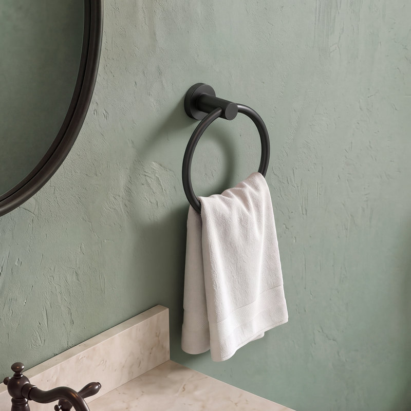 Wall Mounted Towel Ring With Installation Hardware, Black