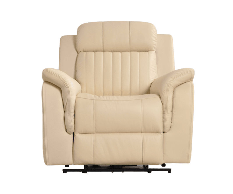 Cenaida Genuine Leather Electric Power Recliner Armchair, Cream