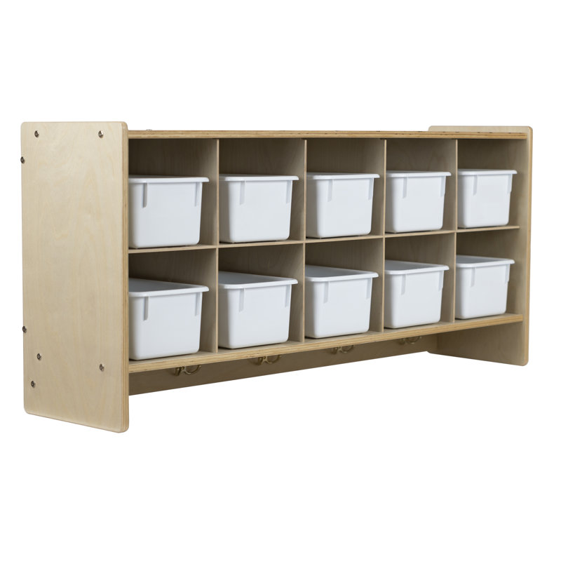 Casier en bois massif 10 compartiments, Blanc