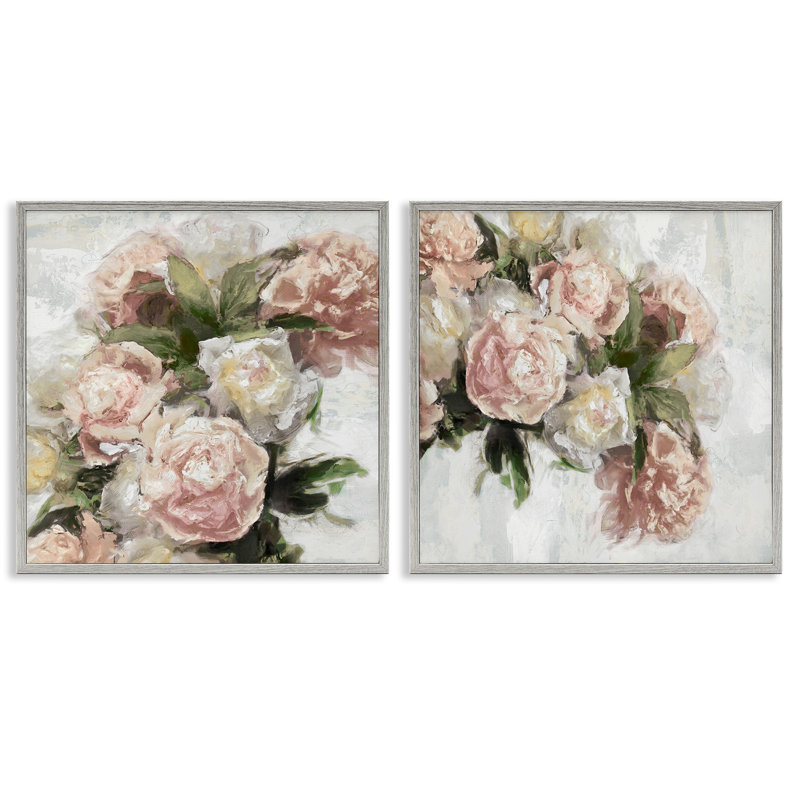«Traditional Peony Blossoms Arrangement», ensemble de 2 giclées encadrées par Emily Ford, H 12 po x l 12 po x P 1,5 po