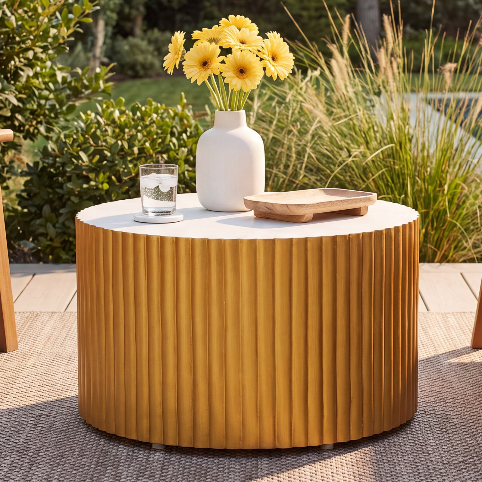 Perpetual 26'' Concrete Outdoor Coffee Table, Slate Gray/Gold