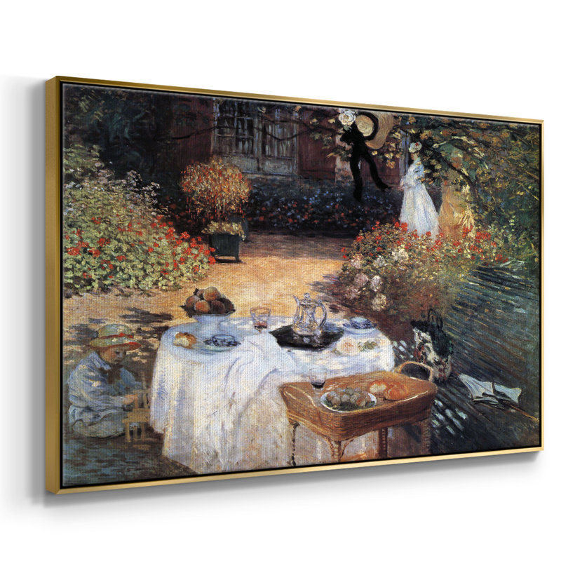 Le déjeuner encadré sur toile par Claude Monet, H 27 po x l 41 po x P 2 po, Or