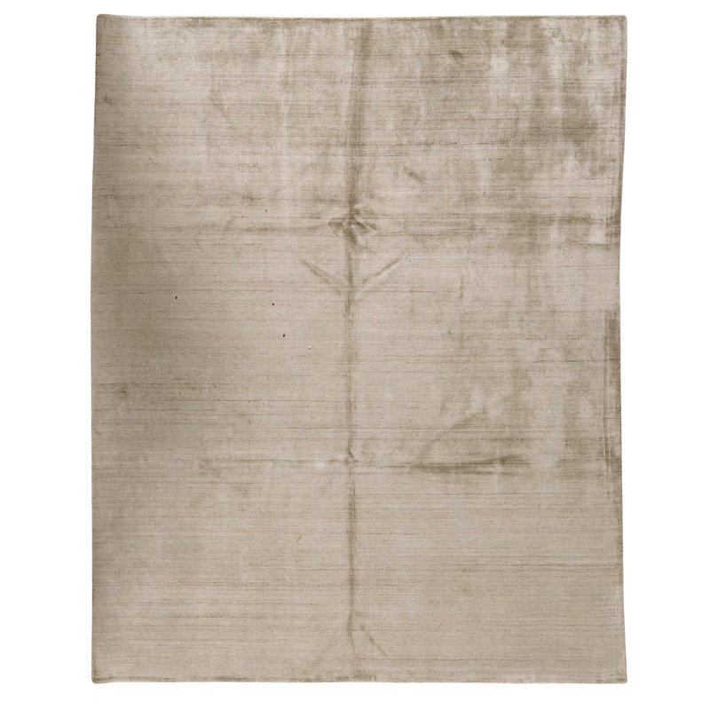 Hand Knotted Silk Area Rug in Olive