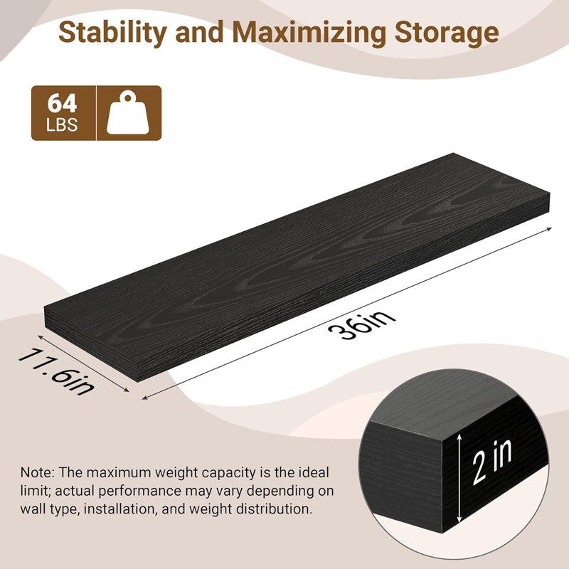 MDF Floating Shelf, Black