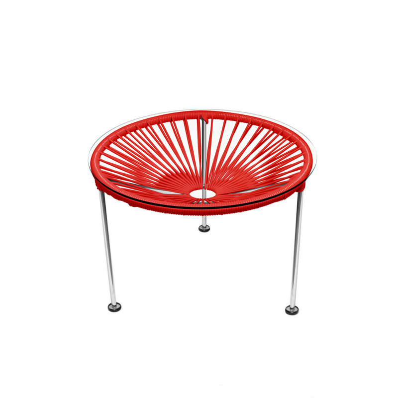 Zicatela Indoor Handmade Coffee Table, Red, Chrome