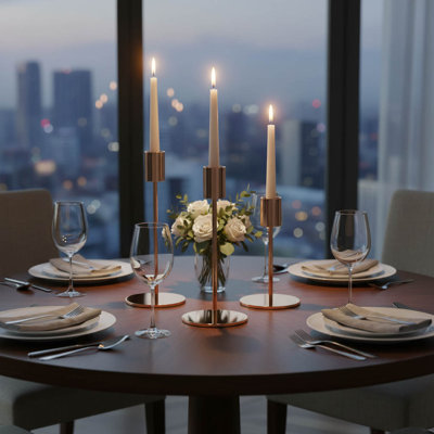 3 Piece Metal Tabletop Candlestick Set