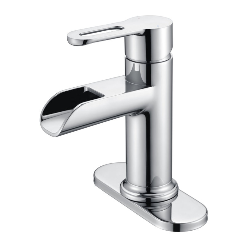 Robinet de lavabo de salle de bain à poignée simple avec drain Sozu Collection - Chrome poli, Chrome poli