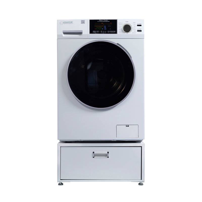 Equator All-in-One Washer Dryer VENTLESS/VENTED PET cycle 1.62cf/15lbs 110V with Pedestal, White