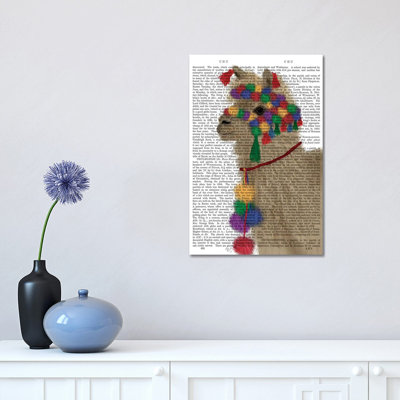 «Llama Traditional 2, Portrait Book Print» par Fab Funky - impression d'art graphique