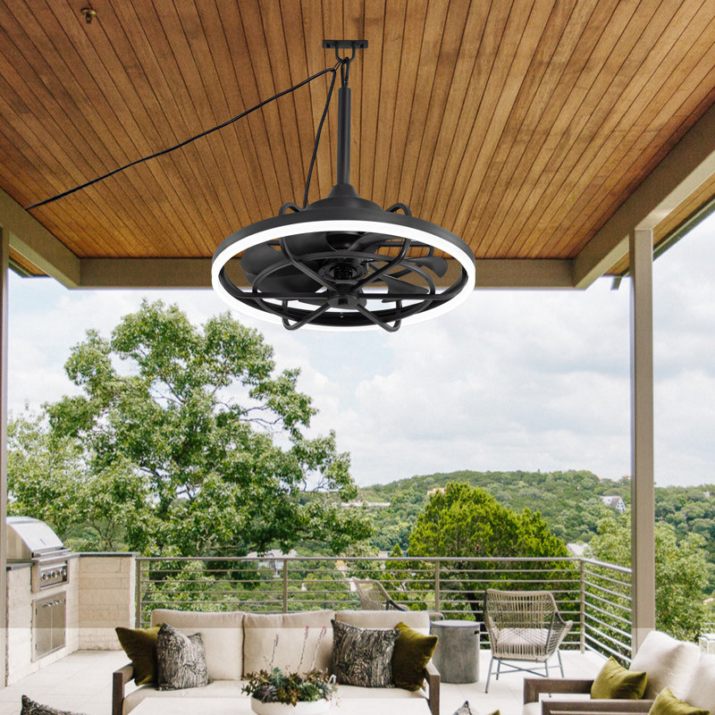Ventilateurs de plafond extérieurs enfichables et imperméables avec lumière et télécommande Cissline, 20"