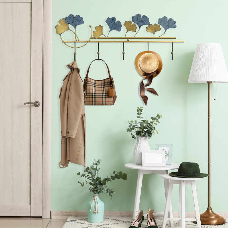 Crochet mural en métal peint à la main, 24 po x 8,9 po | Fabrication 100% métal, épaisseur: 0,03 pouce | Solution de rangement élégante et durable pour manteaux, chapeaux et sacs | Parfait pour le vestibule ou le bureau