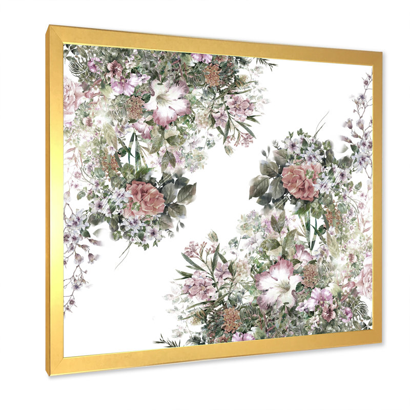 " Elegant Botanical Summer Expression II ", 30" H x 30" W x 1" D, Gold Picture Framed