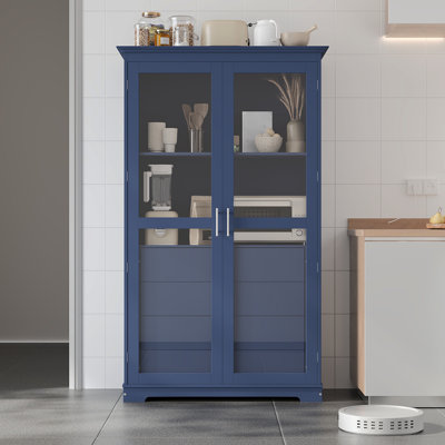 TOPMAX 44.7X20x75inch Kitchen Pantry, Freestanding Kitchen Storage Cabinet Display Cabinet With Glass Doors And 4 Built-In Drawers For Living Room, Home Office