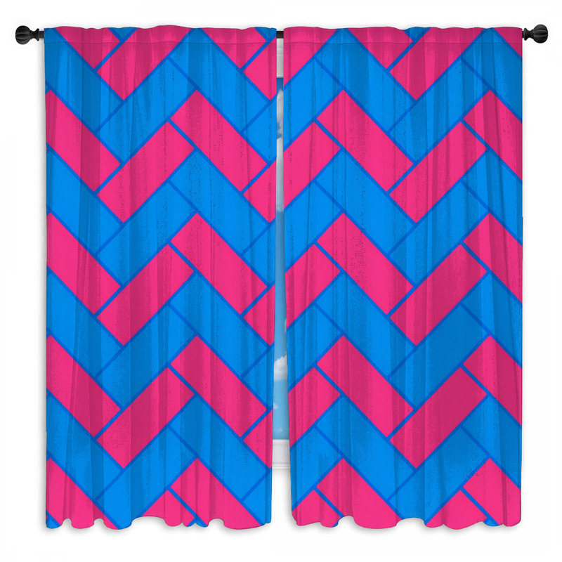 Rideaux à chevrons bleus - 2 panneaux, 112 po x 76 po - 2 panneaux, Transparent