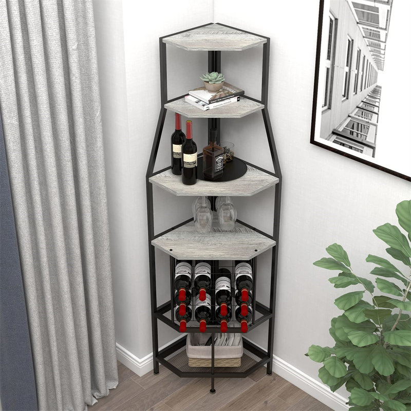 Support à vin et porte-bouteilles Xaime, Noir / gris