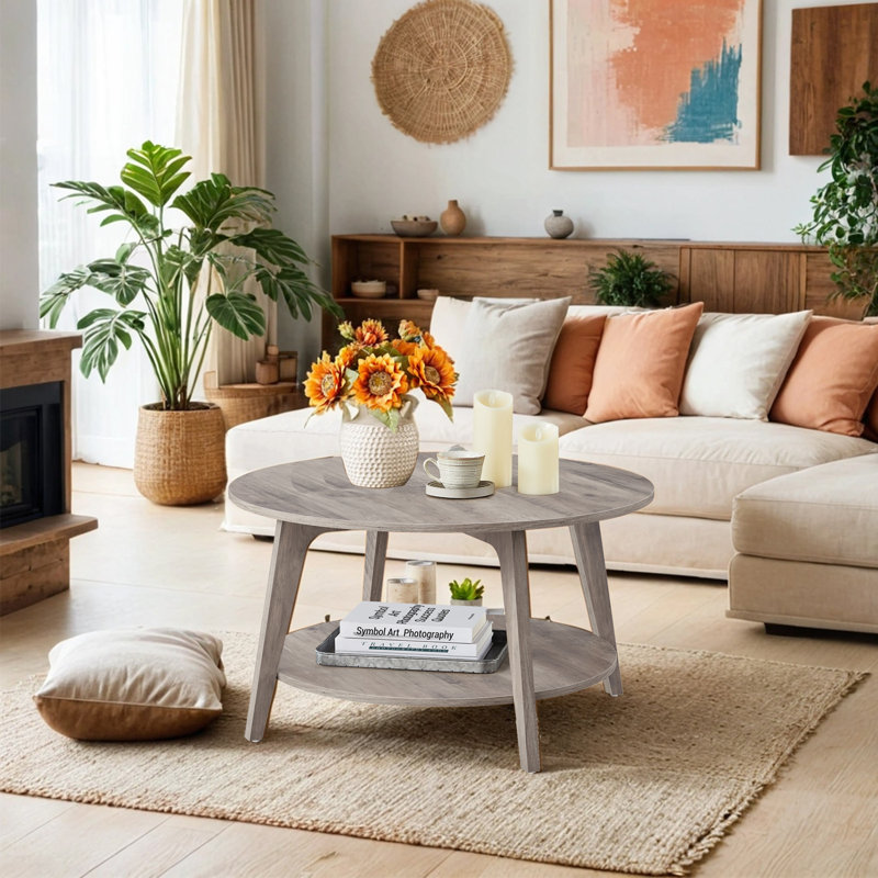 2 Tier Coffee Table With Storage, Honey Brown