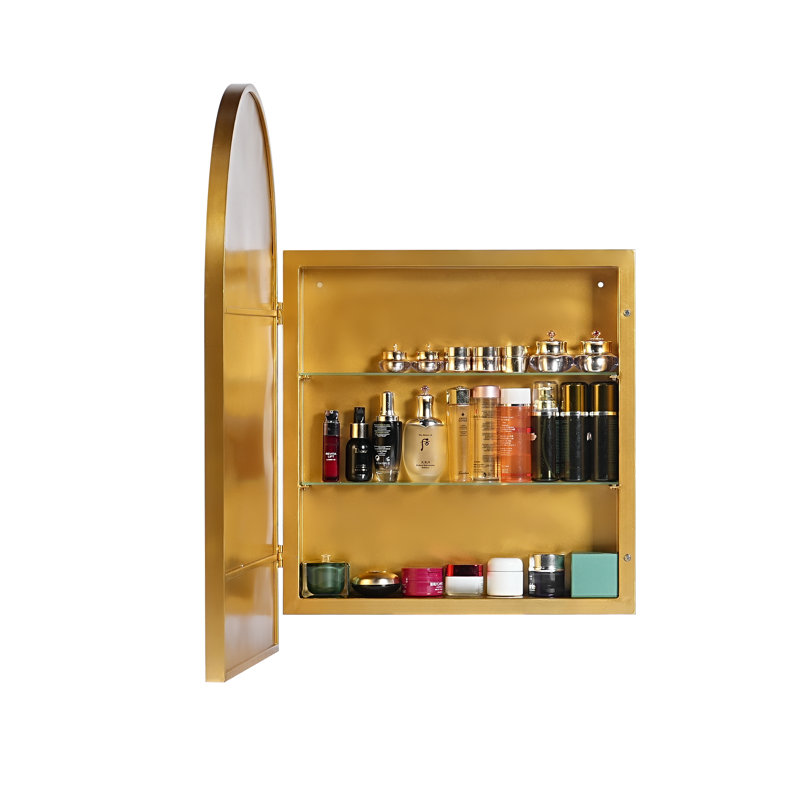 Dajanee 24'' W 36'' H Recessed Framed Medicine Cabinet With Mirror , Gold