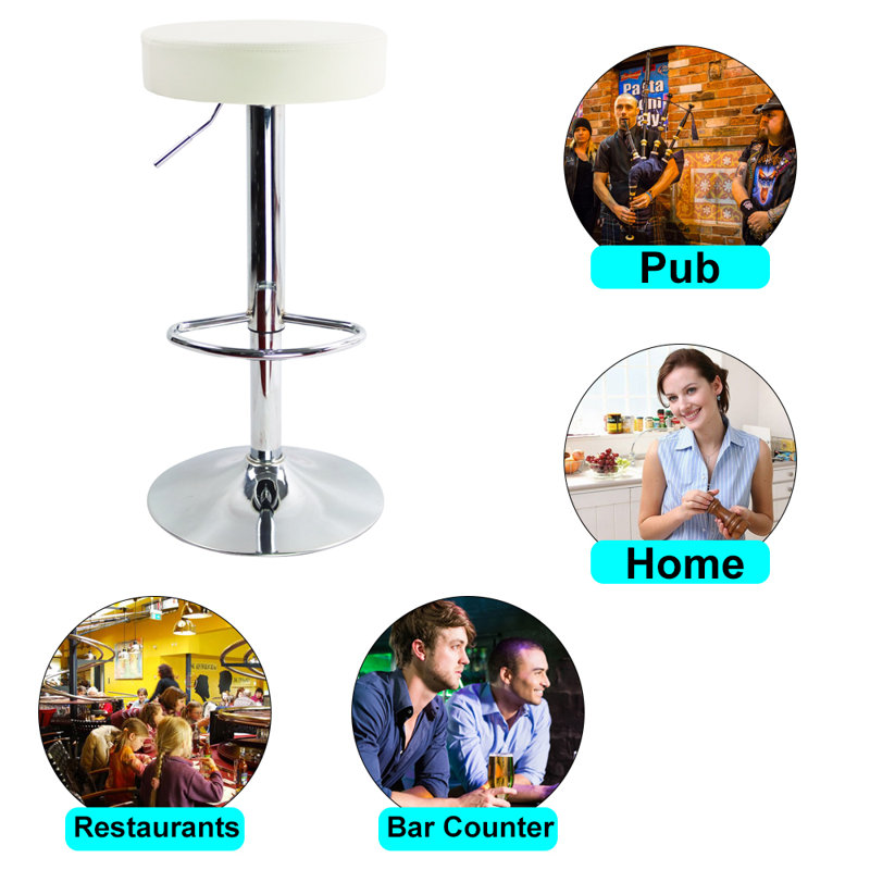 Aavi Swivel Upholstered Adjustable Height Counter Stool, White