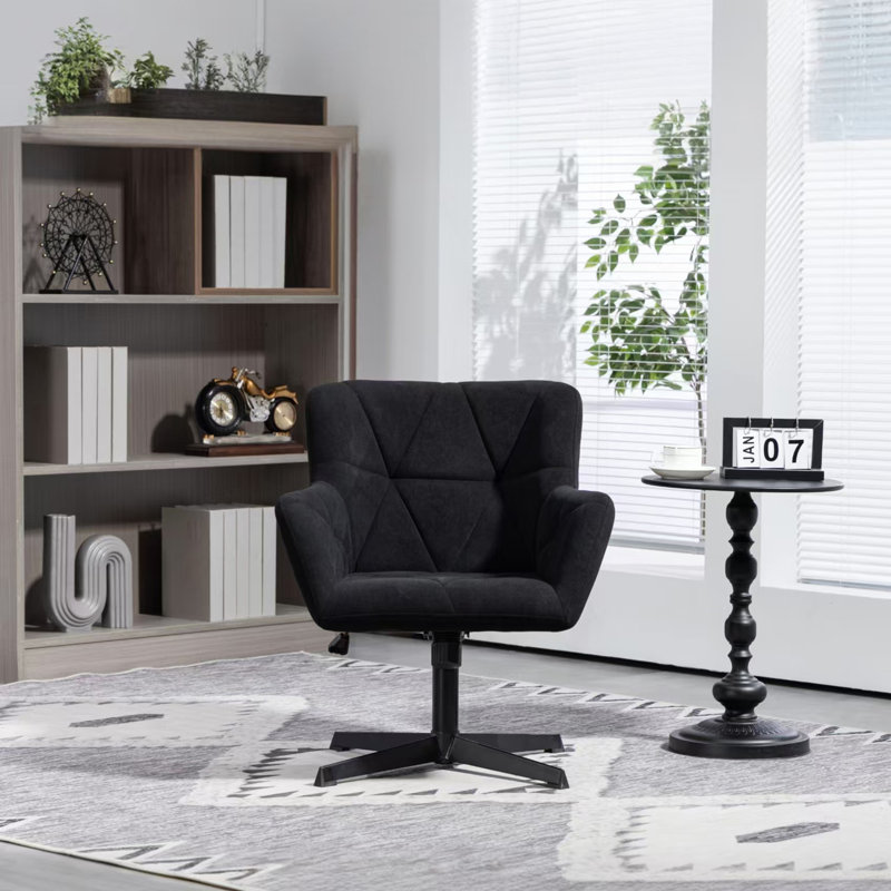 Chaise de bureau rembourrée en tissu Lise, Noir, noir, noir, noir