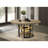 Eden 59" Round Rustic Oak Dining Table With LED Light, Black Metal Frame, Shelves