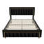 Velvet Ottoman Bed, Glam Upholstered Storage Frame With Trim-497082771-495934872