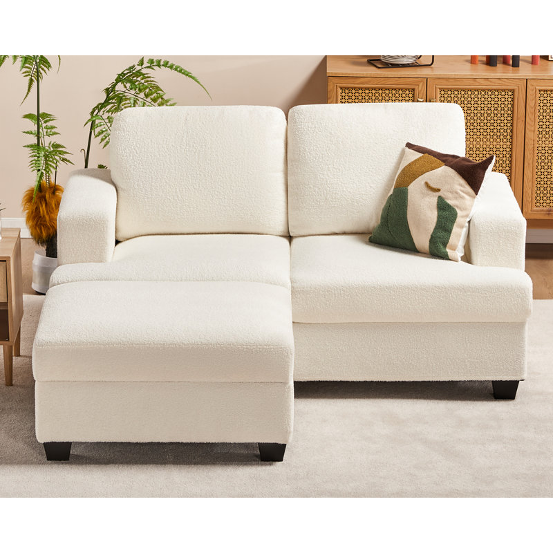 Canapé avec repose-pieds Berlinde, Beige Boucle